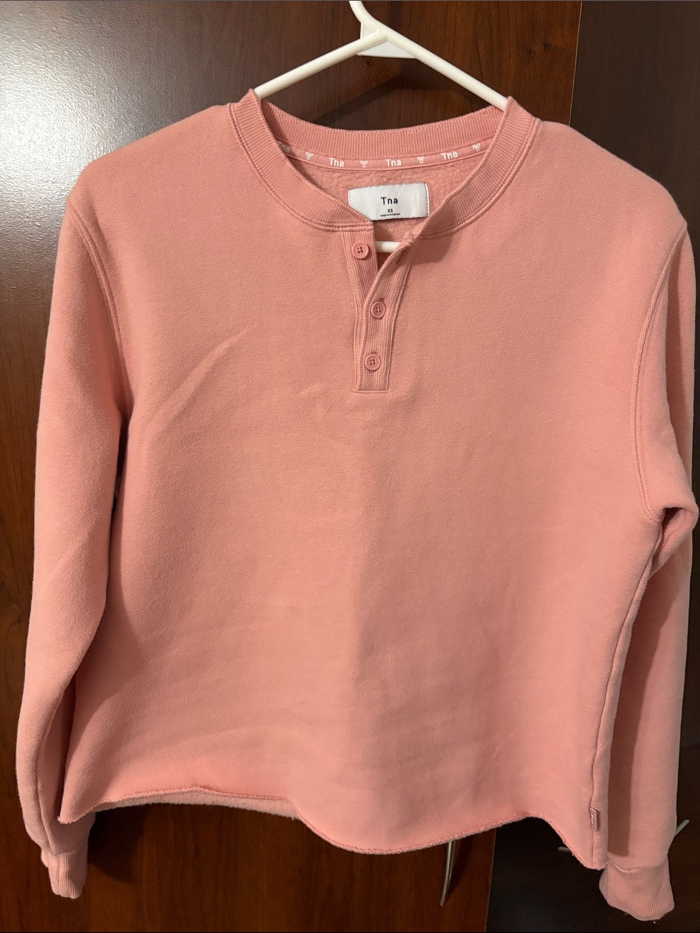 Tna Petra Pink Henley Sweatshirt Top